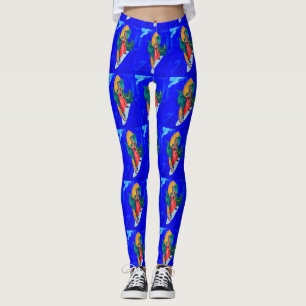 Leggings monjas que practican surf azules