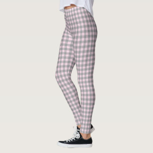 Leggings Mono de cuadros búfalo rosa claro gris adorable