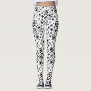 Leggings Mono patrón decorativo arabesco blanco negro lindo