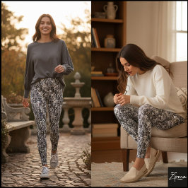 Leggings Monochrome Crowded Dog Face Breed Pattern