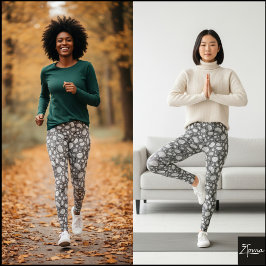 Leggings Monochrome Pebble Bean Organic Doodle Pattern