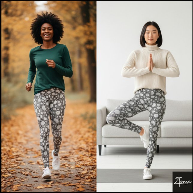 Leggings Monochrome Pebble Bean Organic Doodle Pattern (Subido por el creador)