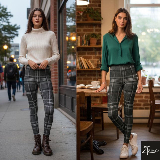 Leggings Monochrome Square Plaid Dark Gray Check (Subido por el creador)