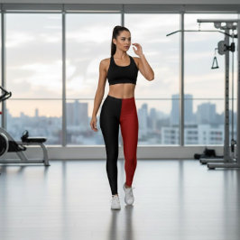 Leggings Monocromo mitad negro mitad vino rojo Halloween