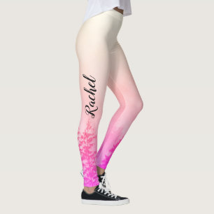 Leggings Monograma Árbol de color rosa gris Naturaleza Bla