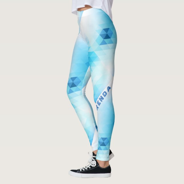 Leggings Monograma de diseño geométrico azul claro (Izquierda)