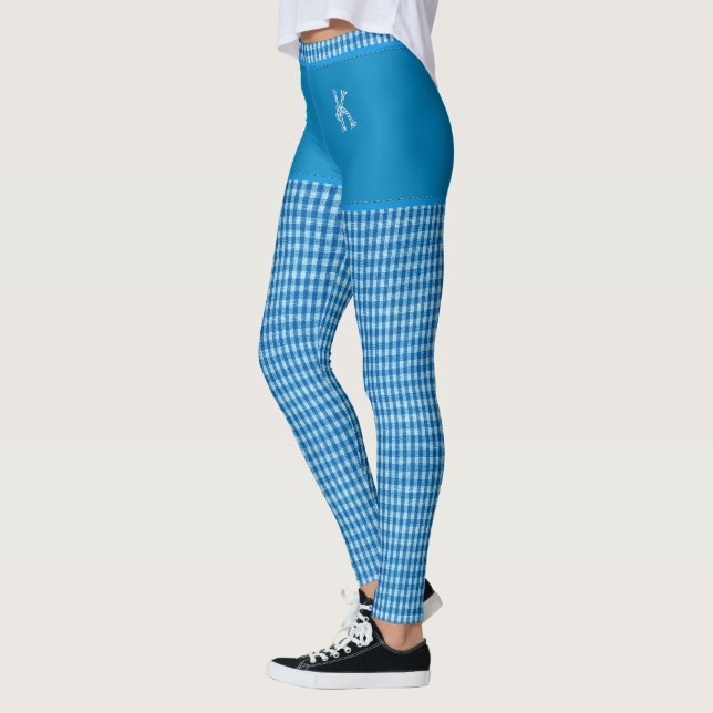 Leggings Monograma de impresión de tela azul bajo control p (Izquierda)