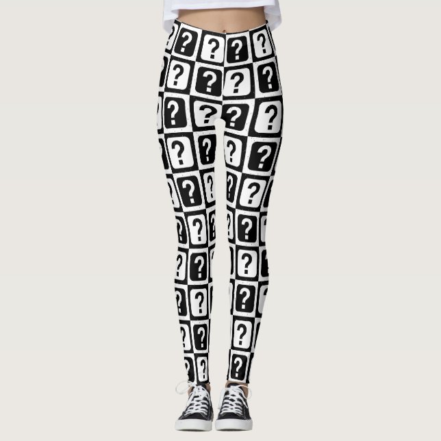 Leggings Monograma de la marca de pregunta blanca negra Rid (Anverso)