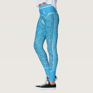 Leggings Monograma del cielo azul oriental Arabesques perso