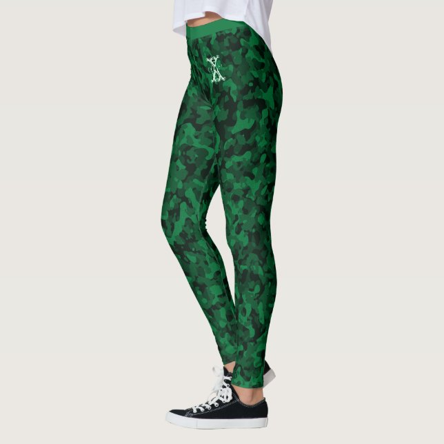 Leggings Monograma del patrón de camuflaje de Moda verde (Izquierda)