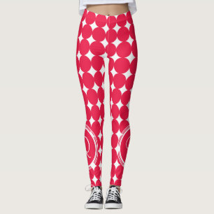 Leggings Monograma del punto de contacto de la polka roja