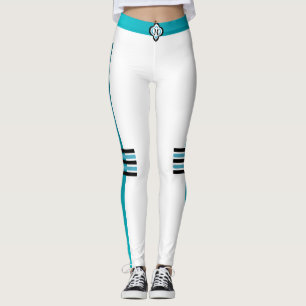 Leggings Monograma deportivo 1 Diseño-Aqua Blanco azul y ne