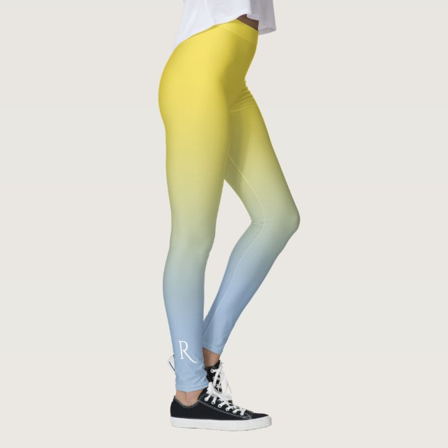 Leggings Monograma elegante de degradado amarillo a azul cl (Derecha)
