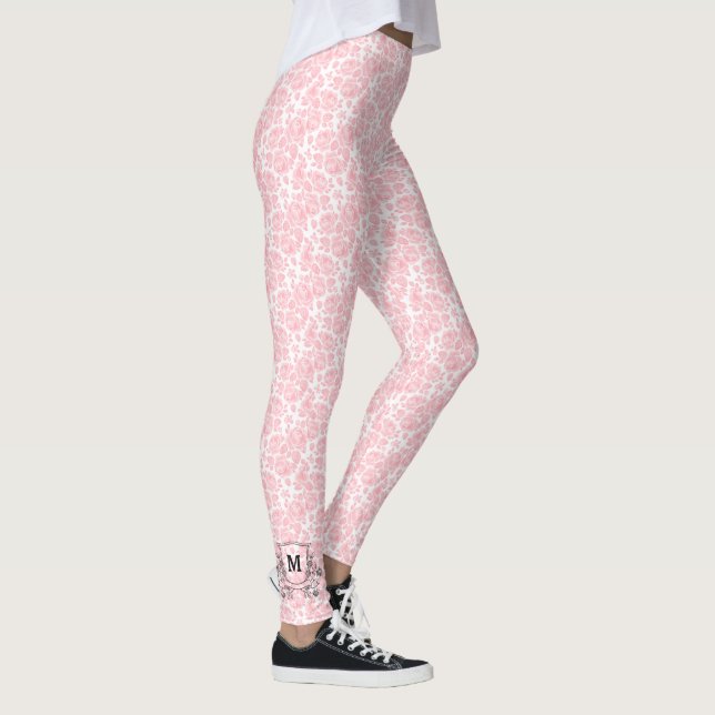 Leggings Monograma elegante del patrón Rosa rosado (Derecha)