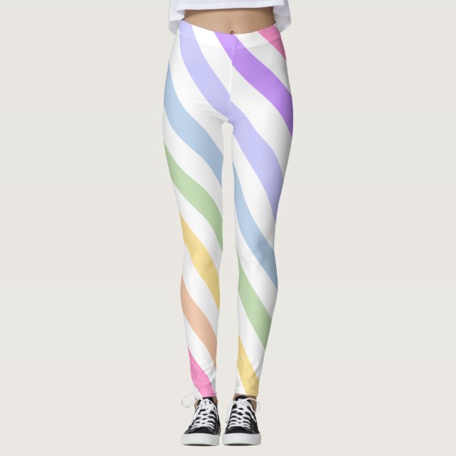 Leggings Monograma en franjas arcoiris de Pastel de Círculo (Anverso)