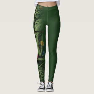 Leggings Monograma Estético de Floral de Bosque Exótico