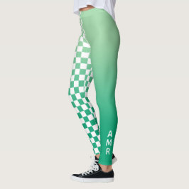 Leggings Monograma Gradiente Verde Patrón de control blanco