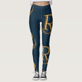 Leggings Monograma inicial personalizado en oro sobre la ma