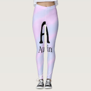 Leggings Monograma mayúscula masculina agregar nombre púrpu