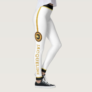 Leggings Monograma minimalista Black Faux Gold y nombre