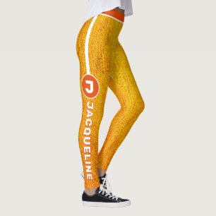 Leggings Monograma Naranja COMBO Grunge amarillo con nombre