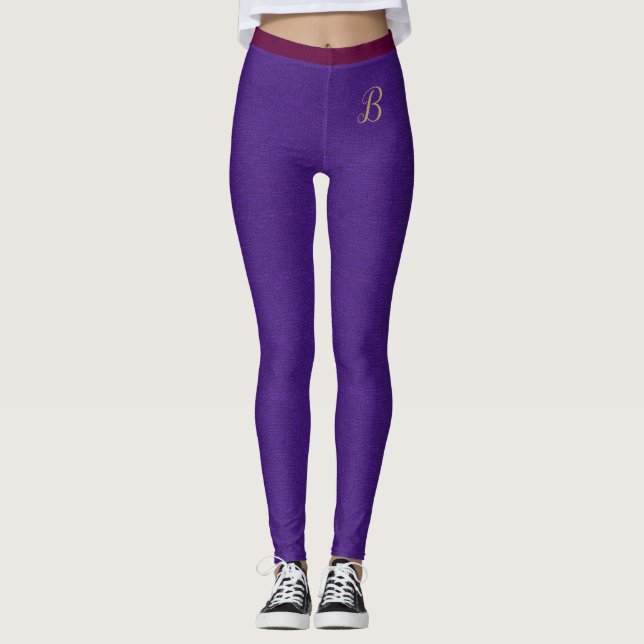 Leggings Monograma Personalizado de textura de lino rosado  (Anverso)