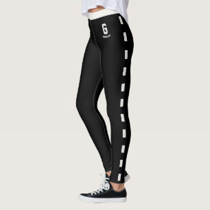 Leggings Monograma personalizado de vacaciones negro patrón