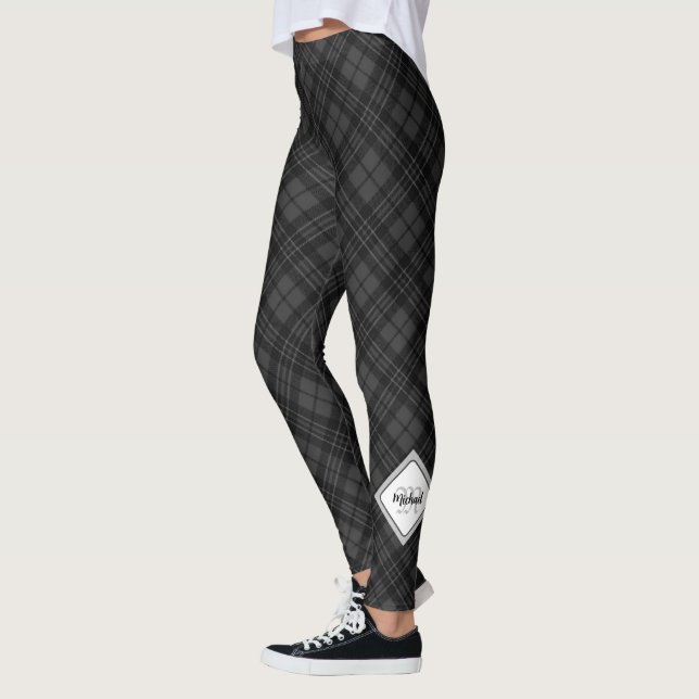 Leggings Monograma personalizado del blanco negro de moda (Izquierda)