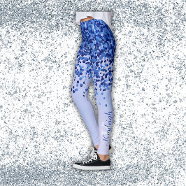 Leggings Monograma simple cepillado azul Metalizado y Purpu