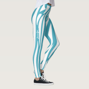 Leggings Monograma Turquoise Stried Zebra Pattern