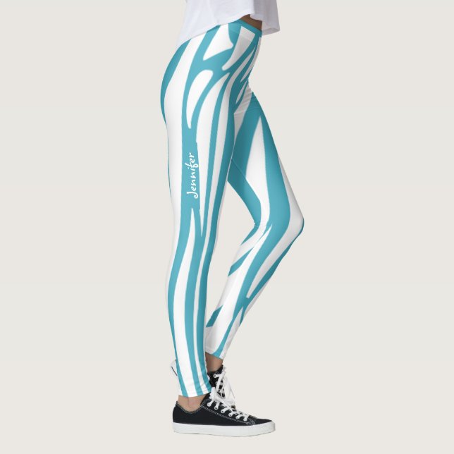 Leggings Monograma Turquoise Stried Zebra Pattern (Derecha)