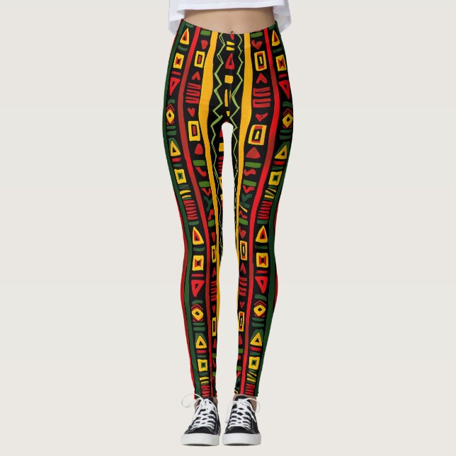 Leggings Monograma Verde Rojo Amarillo Negro Mes de Histori (Anverso)
