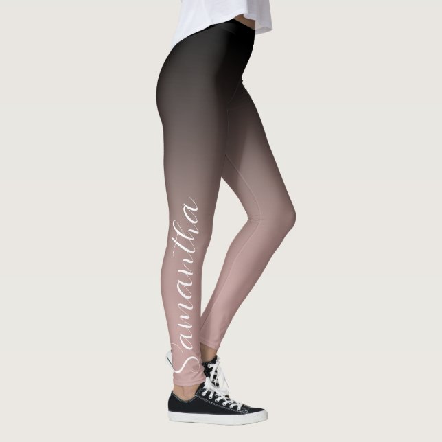 Leggings Monogramado de oro y ormbre negro Rosa moderno (Derecha)