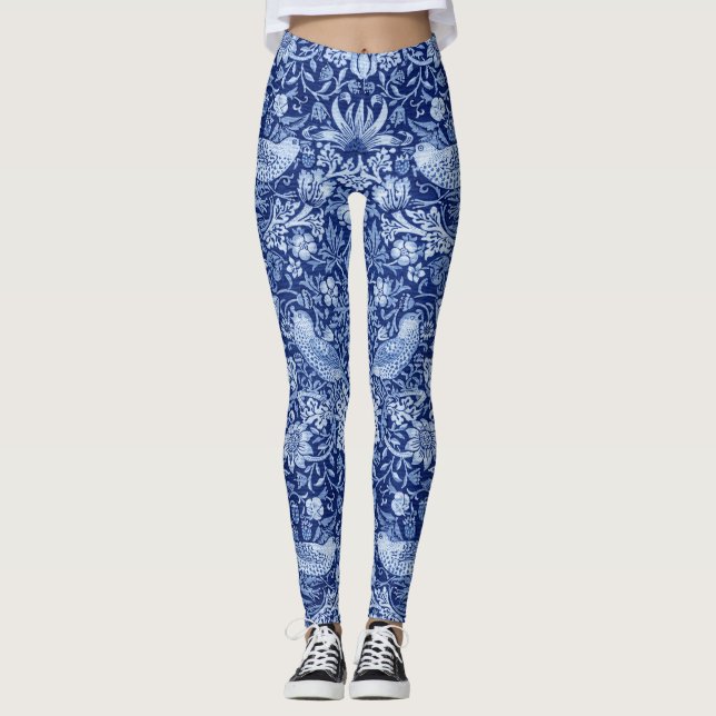 Leggings Monotona azul de fresa, William Morris (Anverso)