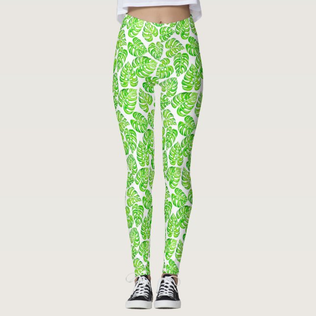 Leggings Monstera deja acuarela (Anverso)