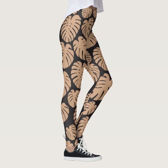 Leggings Monstera en Tan y Negro (Derecha)