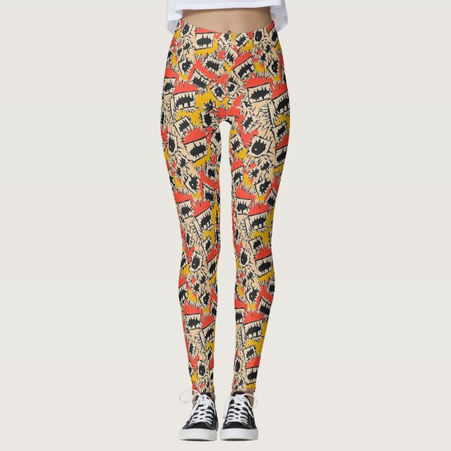 Leggings Monstruo de cómic con dientes afilados (Anverso)