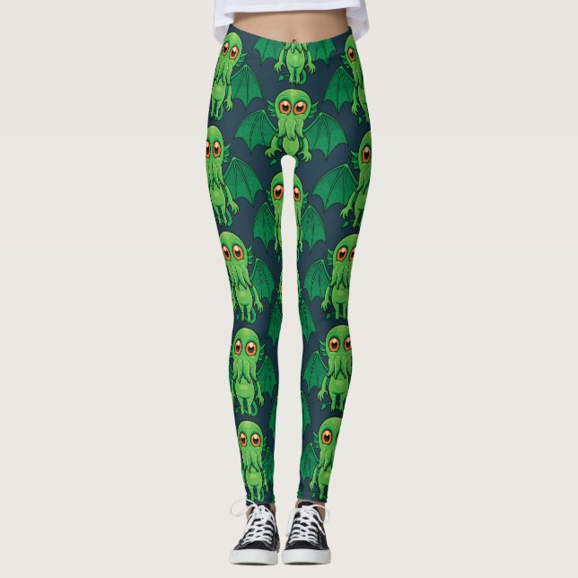 Leggings Monstruo de Cthulhu Verde (Anverso)