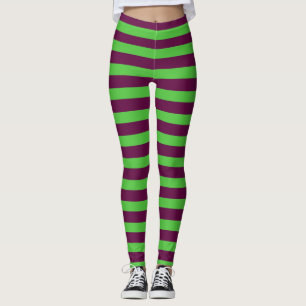 Leggings Monstruo morado y verde disfraz franjas de Hallowe