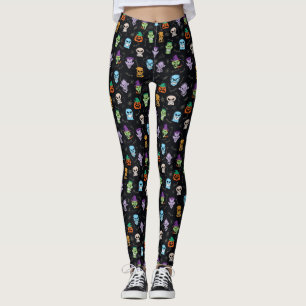 Leggings monstruos de Halloween haciendo caras graciosas y 
