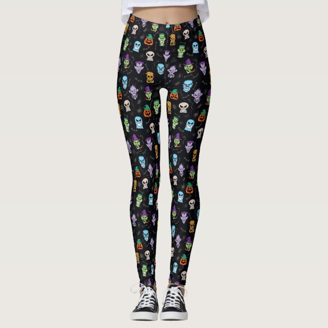 Leggings monstruos de Halloween haciendo caras graciosas y  (Anverso)