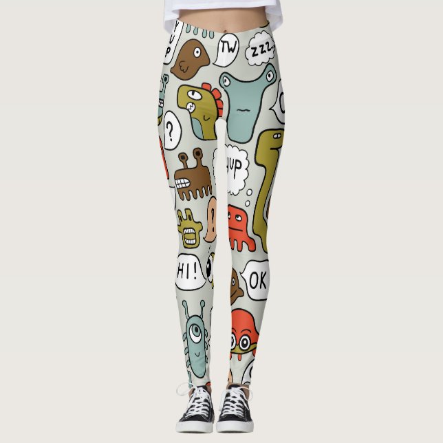 Leggings Monstruos de Personalizados amables: fondo sin inc (Anverso)