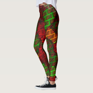 Leggings Montaje de imágenes diferentes, ladrillo, rojo, ve