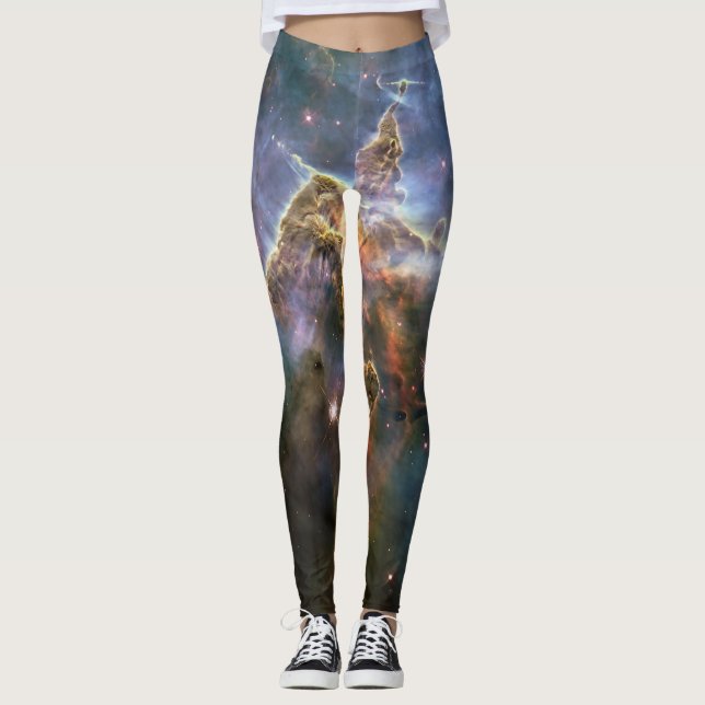 Leggings Montaña mística en el espacio hubble de la nebulos (Anverso)