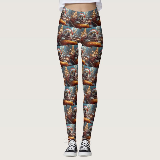 Leggings Montaña Rusa De Perro Bullmastiff Navidad  (Anverso)