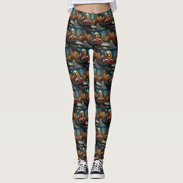 Leggings Montaña Rusa Perro Basset Hound Navidad (Anverso)