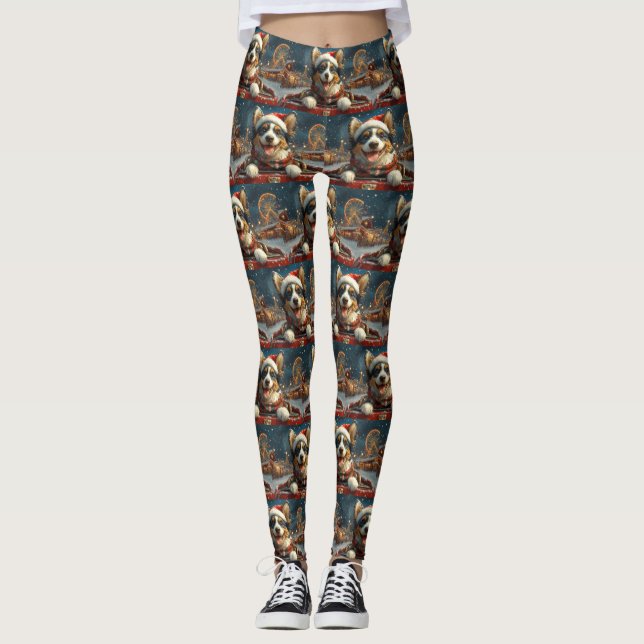 Leggings Montaña Rusa Perro Blue Heeler Navidad (Anverso)