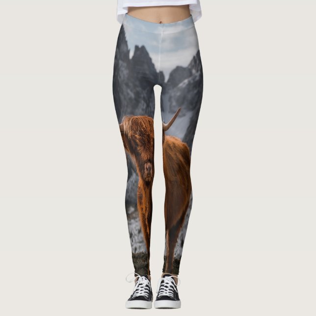 Leggings Montañas de vacas escocesas: fotografía de la natu (Anverso)