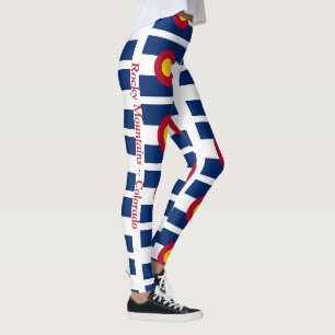 Leggings Montañas Rocosas Colorado Bandera Estatal Red Blue