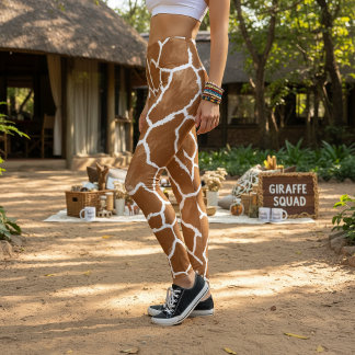 Leggings Montura de Cuero con Patrón de Jirafa Marrón ID115
